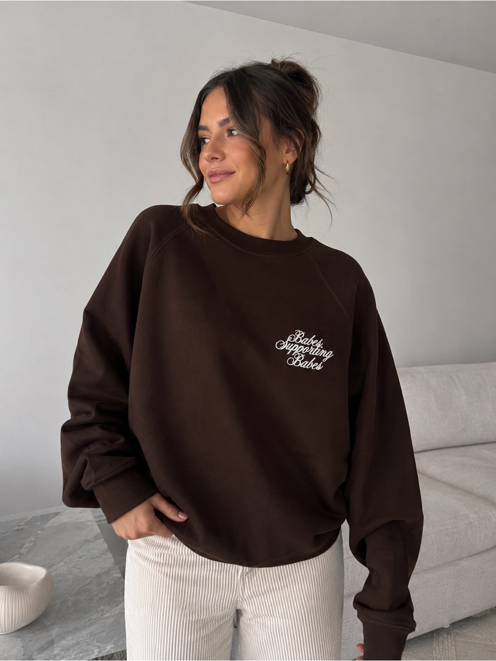 Brunette The Label Chocolate Brown oversized Crewneck Sweatshirt